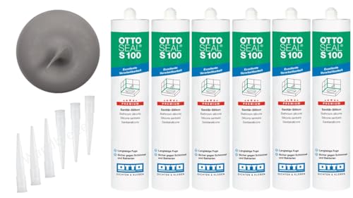 OTTOSEAL S 100 Premium-Sanitär-1K-Silicon Dichtstoff matt 6 Kartuschen auf Acetat Basis Otto Chemie (6x matt manhattan C8679)