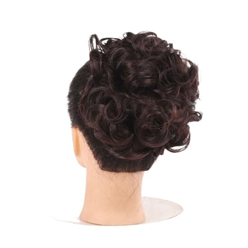 Haarteile Haarknoten Lockiger Chignon, unordentlicher Dutt, Hochsteckfrisur, Clip-in-Haarteil, Haarverlängerungen, Haarnadeln, elastisches Band, synthetischer Haarknoten, Schwarzblond Brötchen Haare(Q