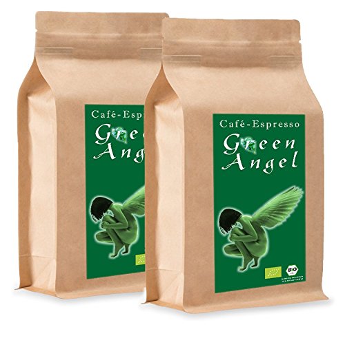 C&T Bio Espresso / Cafe Kaffeebohnen "Green Angel" 100 % Arabica (Ganze Bohnen , 2 x 1000 g)- Gastropack Sparpack