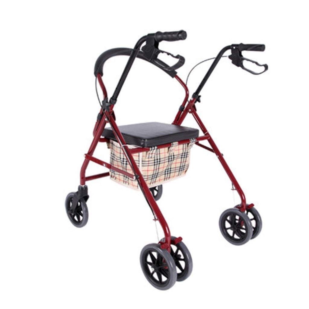 Walker kann sitzen, zusammenklappbarer Einkaufswagen, Reise-Rollator für ältere Menschen, tragbar, ergonomische Rückenlehne, Walker, Geschenk Comfortable anniversary