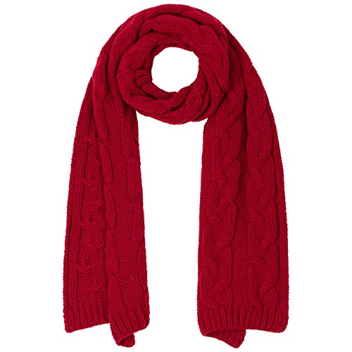 McBURN Britta Zopfstrickschal Schal Strickschal Damenschal Winterschal Wollschal für Damen Norwegerschal Herbst Winter (One Size - rot)