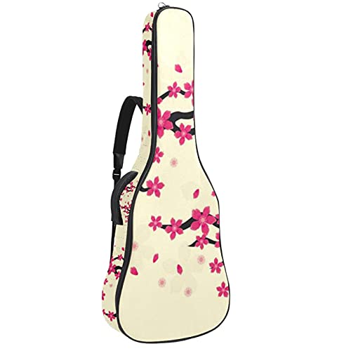 Akustikgitarre Tasche Dicke Polsterung Wasserdicht Dual Verstellbarer Schultergurt Gitarrenkoffer Gig Bag (Pfirsichblütenblume)