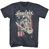 Jimi Hendrix 1960er Jahre Psychedelic Musical Icon USA Flag Distressed T-Shirt Tee, Marineblau, meliert, 3X-Groß