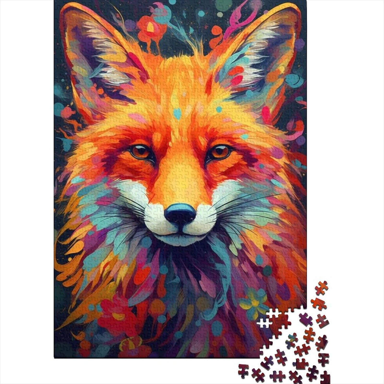 1000-teiliges Puzzle für Erwachsene Teenager, Tierfuchs, Holzpuzzle für Erwachsene, Puzzlespiel, Spielzeug für Erwachsene, Familienpuzzle, Geschenk, 75 x 50 cm