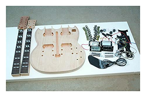 Gitarrenkorpus unfertig 1 Set.DIY. Unfertige Doppelte Gitarrenhals Und Körpergitarrenset Alle Teile