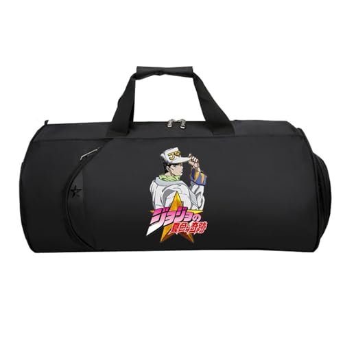 Jo-Jo's Bizar-re Adventu-re Sporttasche Klein, Groß Wasserdicht Sporttasche, HandgepäCk Unisex G.ym Wochenendtasche Flugzeug(Black 1)