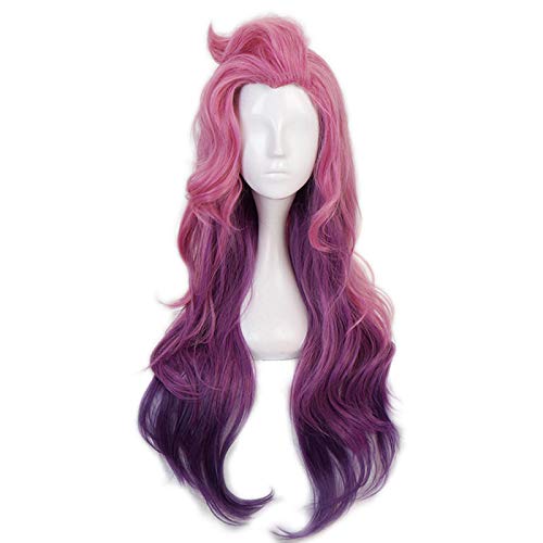 Anime cosplay perücke Seraphine langes lockiges Perücke Cosplay-Kostüm Kda. Frauen Rosa Mixed Purple Hitzebeständige Synthetische Haar Karneval Party Perücken