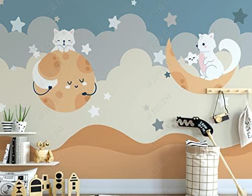 XLMING Starry Blue Moon Sterne Kinder Küche Esszimmer Arbeitszimmer Wohnzimmer TV Hintergrund Wand 3D Tapete-150cm×105cm