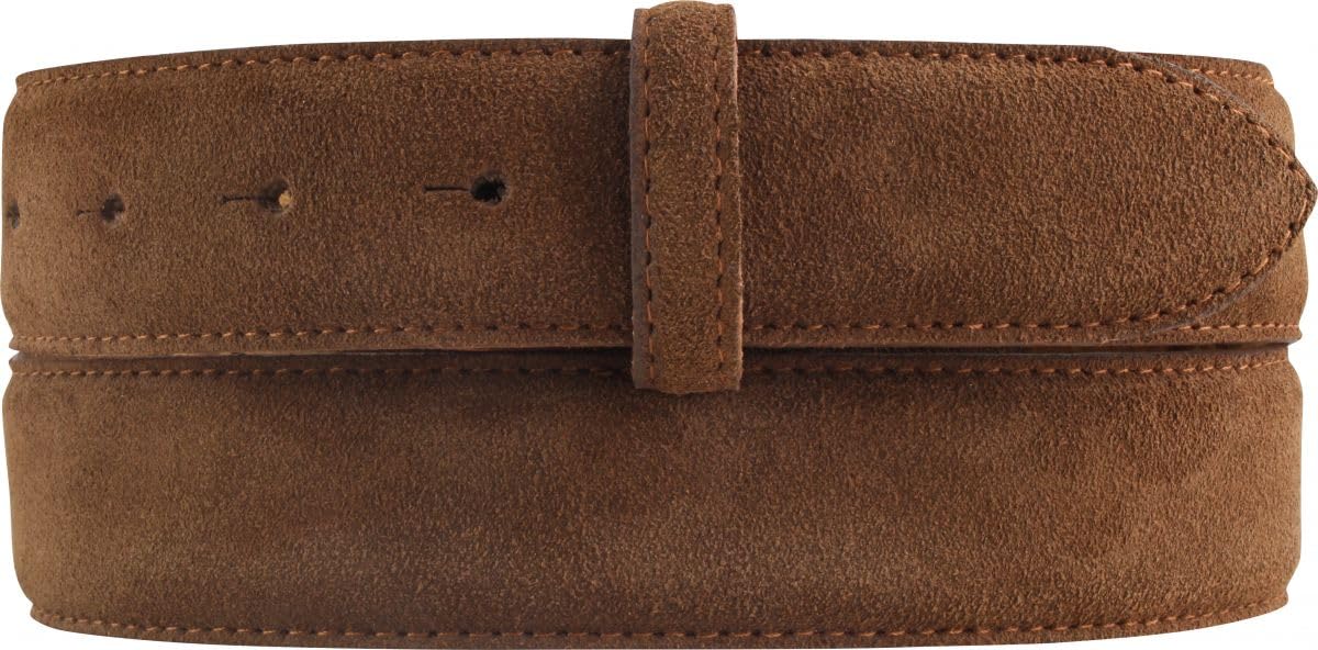 BELTINGER Gürtel aus Veloursleder ohne Schnalle 3,5 cm | Velour-Ledergürtel für Damen Herren 35mm | Wildleder-Gürtel | Tabac 95cm