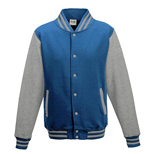 Just Hoods - Unisex College Jacke 'Varsity Jacket' BITTE DIE JH043 BESTELLEN! Gr. - M - Sapphire Blue/Heather Grey