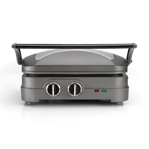 Cuisinart Griddle & Grill Kontaktgrill mit 2 spülmaschinenfesten Gillplatten, Temperaturauswahl bis 240°C, Timer und Abtropfschale, edelstahl, GR47E