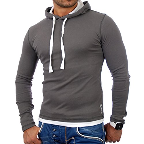 Reslad Herren Kapuzen Sweatshirt RS-1003 Anthrazit-Weiß XL