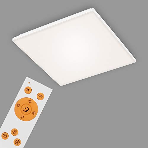 Briloner Leuchten - LED Panel, LED Deckenlampe dimmbar, rahmenlos, Farbtemperatursteuerung, inkl. Fernbedienung, 12 Watt, 1.600 Lumen, Weiß, 295x295x70mm (LxBxH)