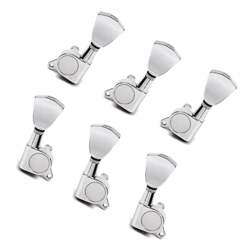 Strings Tuning Pegs Mechaniken Für Gitarre 3 L3R Banjo Machine Head Tuning Peg Black Hooks Electric Guitar Heads Tuner Key (Color : Silver)