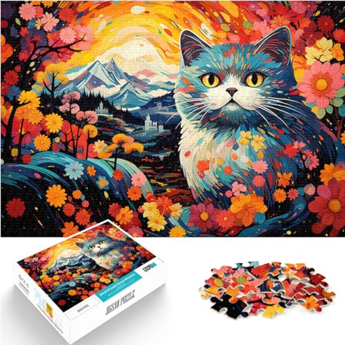 Puzzles Fantasie Japanische farbige Katzen Puzzle für Erwachsene 1000 Teile Holzpuzzle Anspruchsvoll, aber unterhaltsam und humorvoll 1000 Teile (50 x 75 cm)