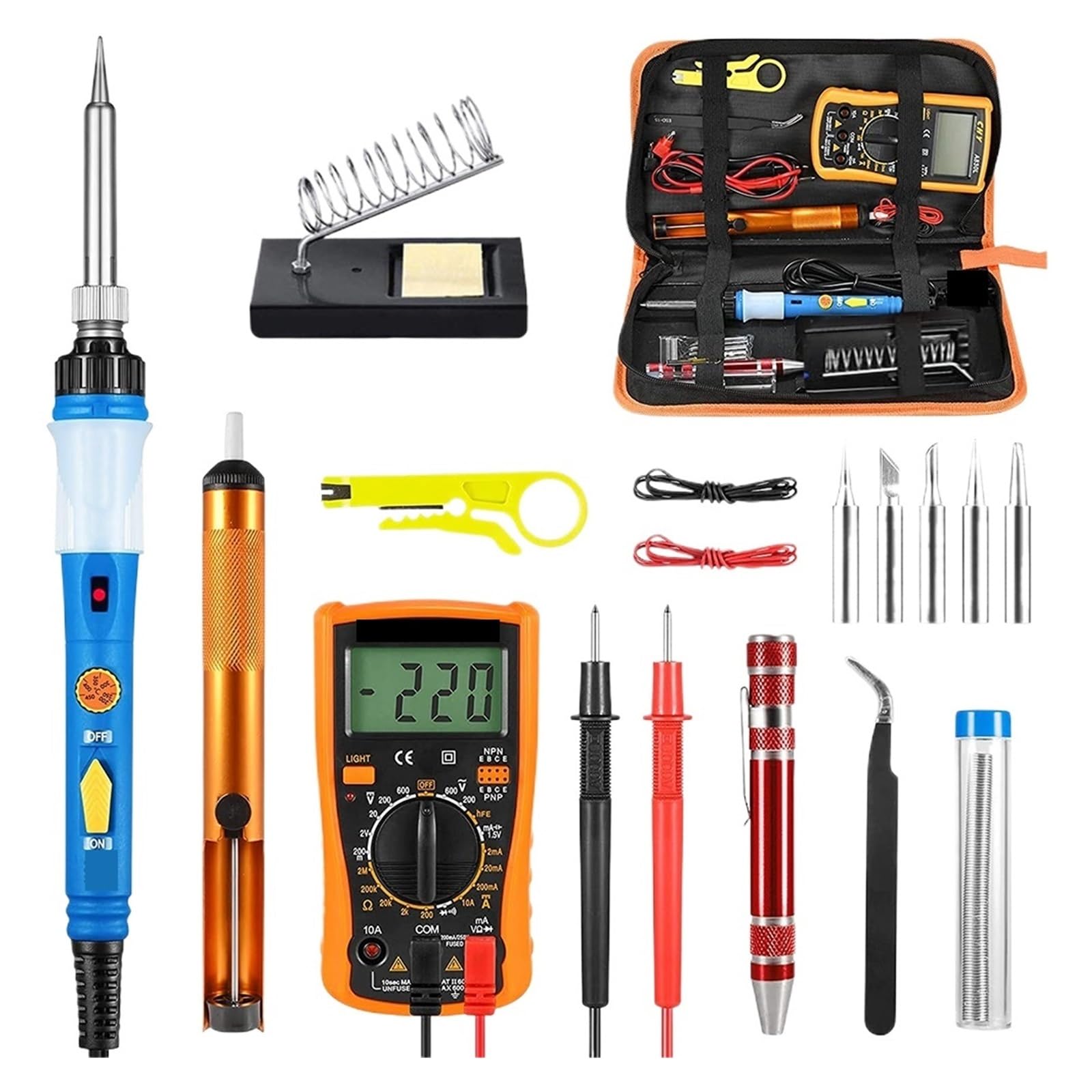 WLLKIY Lötkolben-Set Mit Einstellbarer Temperatur, 80 W, Lötkolben-Set Mit Multimeter, Schweißwerkzeug-Set Sicher Und Stabil