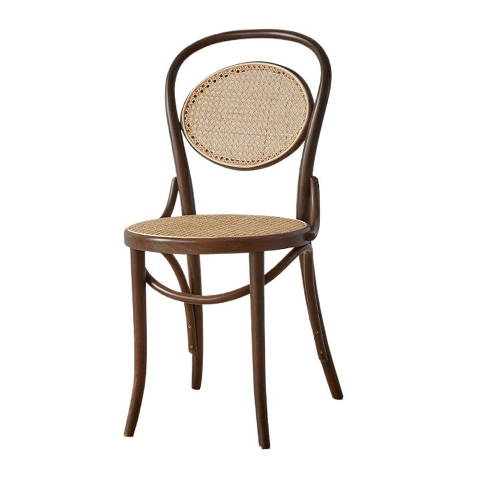 yixinzi-2024 Rattan-Akzentstuhl Rattan-Esszimmerstuhl, armloser Beistell-Esszimmerstuhl aus Buche, Retro-Rückenlehnenstuhl for Esszimmer, Wohnzimmer Sessel(Coffee)