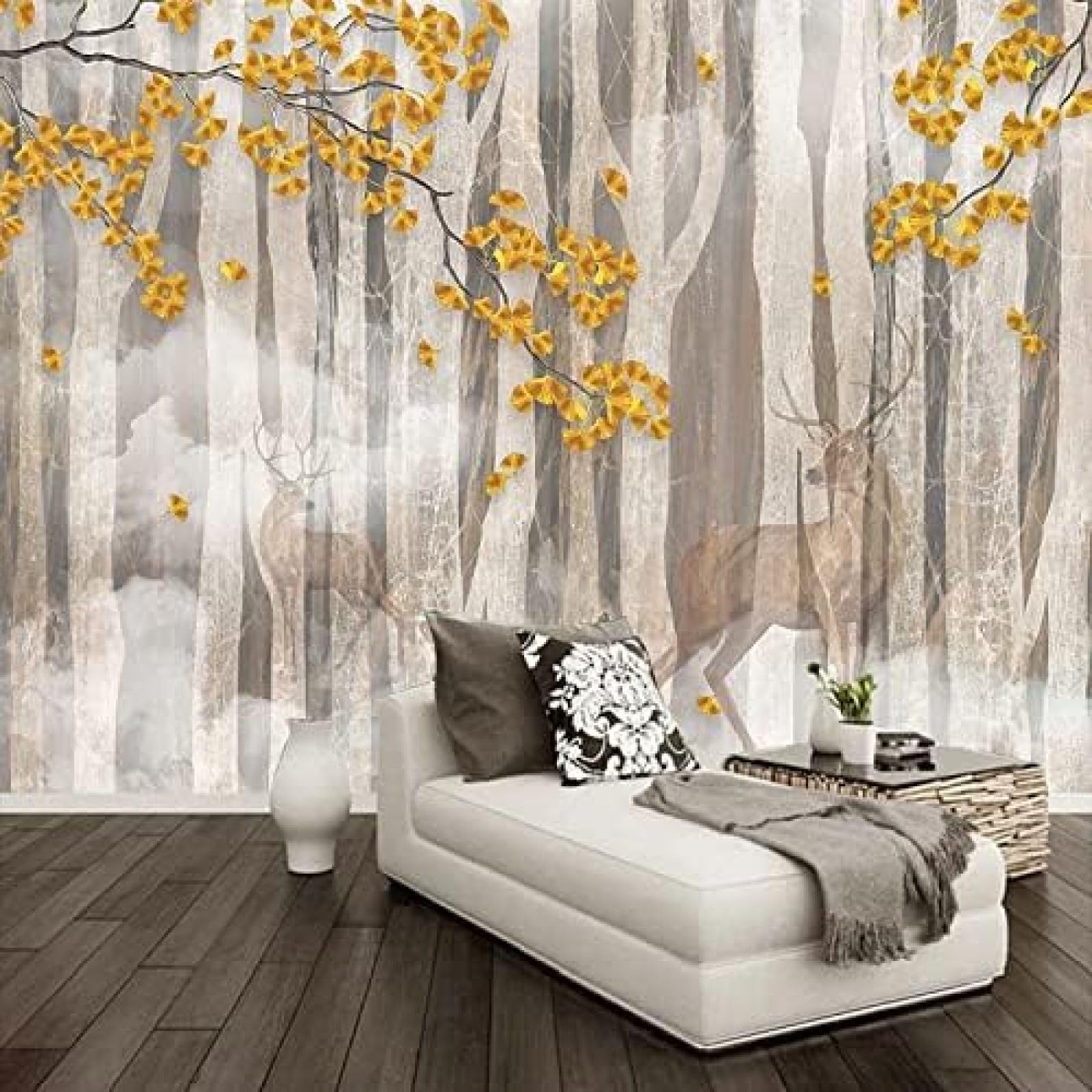 XLMING Abstrakter Wald Ginkgo Biloba 3D Tapete Home Dekoration Wohnzimmer Sofa Schlafzimmer Tv Hintergrund Wand-200cm×140cm