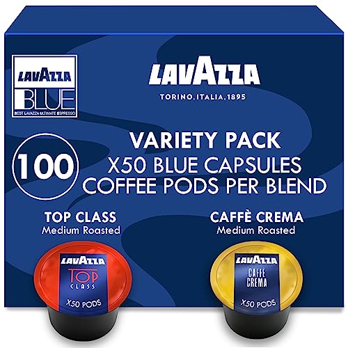 Lavazza Blue Capsules Coffee Pods, Best Value Variety Pack - Top Class and Caffe Crema for for Lavazza LB Machines (all types), 50 Each, 100-Count