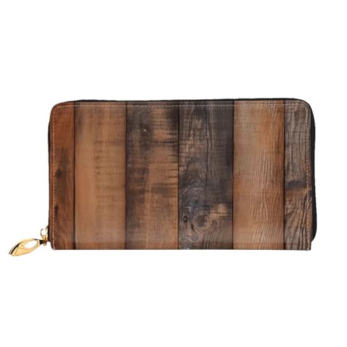 DENMER Coconut Beach Sunset Hängematte Leder Geldbörse Kunstleder mit metallischem Reißverschluss geräumiges und stilvolles Accessoire für moderne Frauen Produkt, Brown Wood, Einheitsgröße, Modern