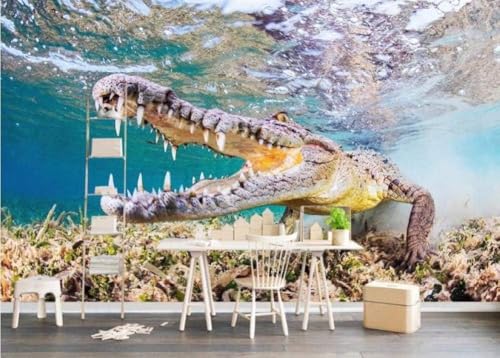 Unterwasserwelt Krokodil 3D Tapete Poster Restaurant Schlafzimmer Wohnzimmer Sofa TV Dekorative Wand-400cm×280cm