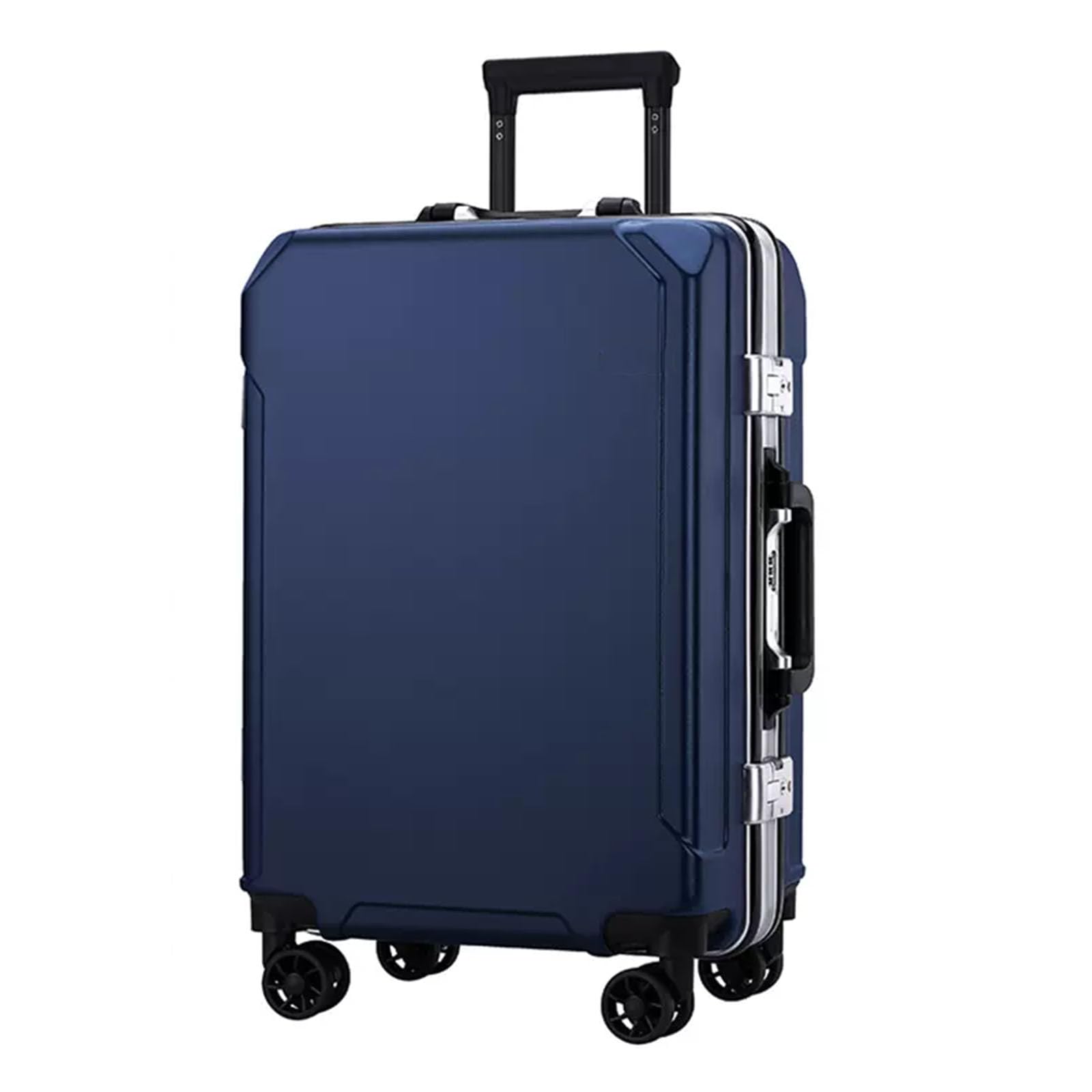 KJZQXYX Koffergepäck mit Spinnerrädern, Trolley-Koffer mit Aluminiumrahmen, zwei USB-Ladeanschlüssen, TSA-Zahlenschloss (dark blue 20 in)