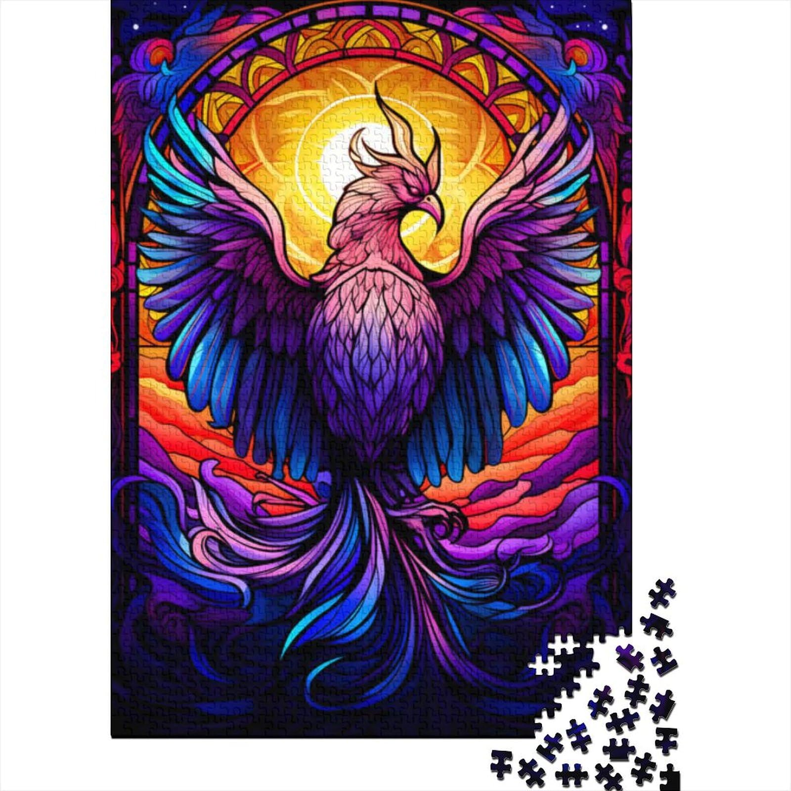 Puzzle für Erwachsene mit 1000 großen Teilen, Fantasie-Phönix, bunt, für Erwachsene, Puzzle-Geschenke, Puzzles für Erwachsene, Lernspiel, Herausforderungsspielzeug, 75 x 50 cm