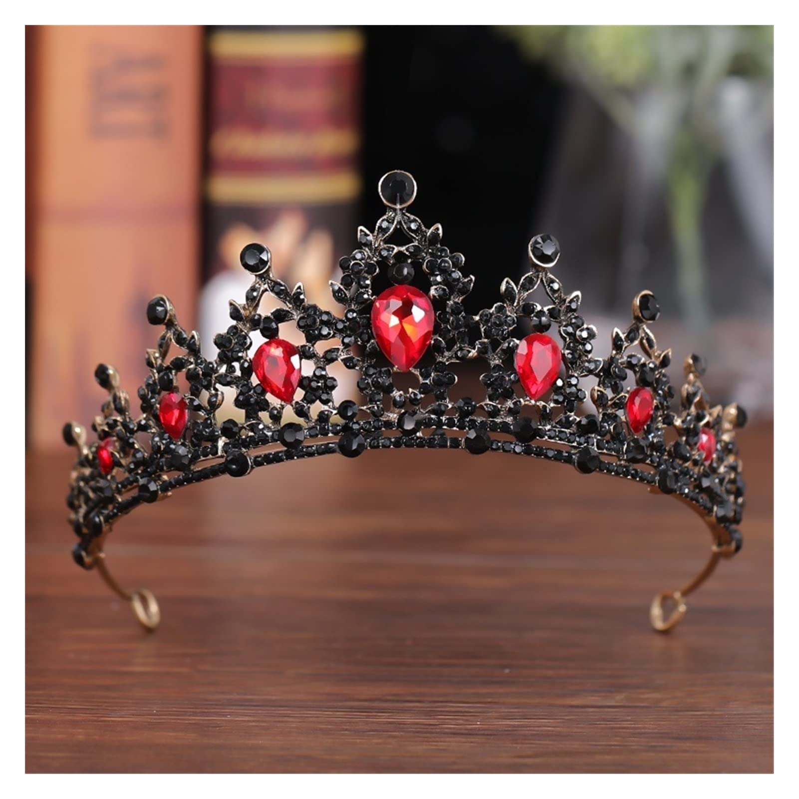 AIHEDOUJ Gold Brautkrone Kristall Hochzeit Haarschmuck Braut Tiara Edle Gold Tiara Strass Brautkrone Hochzeit Kopfschmuck (Größe: Rot) Stirnbänder (Größe: Rot)