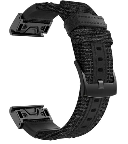 OPKDE 26 mm Nylon-Leder-Uhrenarmband für Garmin Fenix 6X 5X 3 3HR Smartwatch-Zubehör, Armband, Gürtel, 26 mm Schnellverschluss-Armband, For Fenix 6x, Achat