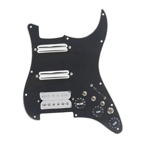 Schlagbrett Tonabnehmer für E Gitarre SSH Gitarren-Schlagbrett-Verkabelung geladen vorverdrahtet + Silence-Schalter ST E-Gitarre Doppelspulen-Tonabnehmer schwarz(Black-White pickup)