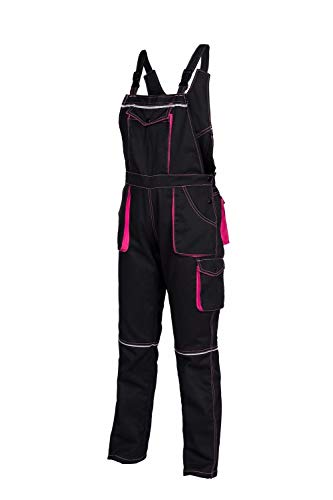 KG NIZO Sicherheitslatzhose für Frauen in SCHWARZ - Latzhose Arbeitshose Damen Mädchen Schutzhose Arbeitslatzhose Kombihose (188/100-108)