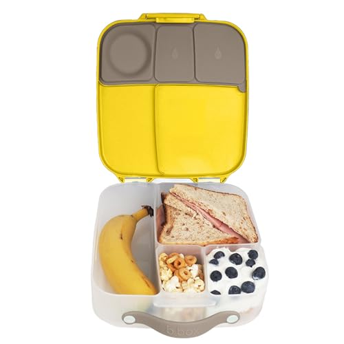 b.box Lunchbox mit blauem Schiefer für Kinder, Silikon-Lebensmittelbehälter mit verstellbaren Trennwänden (Zitronen-Sherbet)