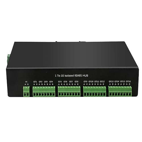 BAHJKASD 1 RS485 Hub Industrial-Grade Isolation Type Zwei-Wege-RS485 Hub Splitter 1 In 16 Out Serial Server 1 16 Channel RS485 Dockingstation 485 RS-485