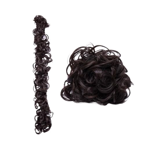 Haarteile Haarknoten 13 Farben synthetisches unordentliches Chignon-Haar, Gummiband, Haarteile, Haarknoten, Hochsteckfrisur, Haarverlängerung, Scrunchie, lockiger Chignon, 85 g Brötchen Haare(1058)