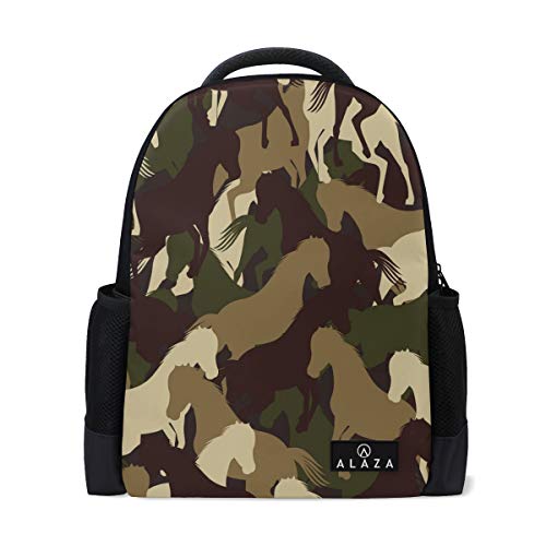 Camouflage Horse Rucksack 14 Zoll Laptop Daypack Bookbag für Reisen College Schule