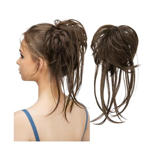 Haarteil Tägliches synthetisches elastisches lockiges unordentliches Brötchen Haarteile Scrunchie Schwarz Blond Braun Natürliches Kunsthaar Chignon Band Hochsteckfrisur Donut Haarverlängerung(8)