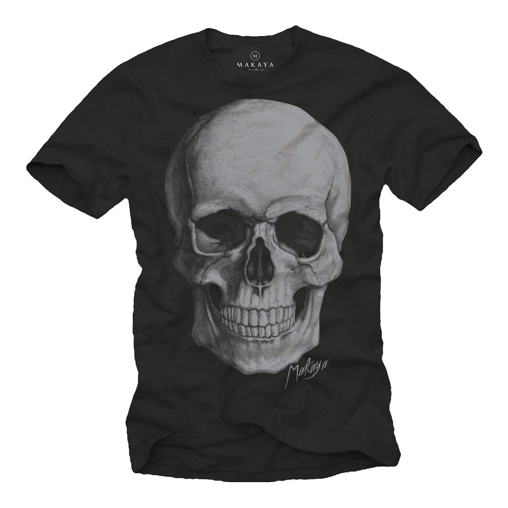 Cooles Biker T-Shirt Skull Totenkopf schwarz für Herren Größe XXXL