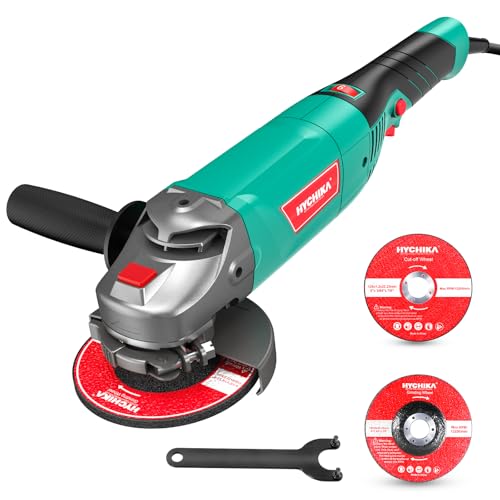 Winkelschleifer 1200W, HYCHIKA 3000-10000RPM mit 6 Geschwindigkeiten, Perfekt zum Schleifen Polieren, 2pcs 125mm Schleifscheiben, 1 Seitengriff, 1 Schutzhauben, 1 Schraubenschlüssel