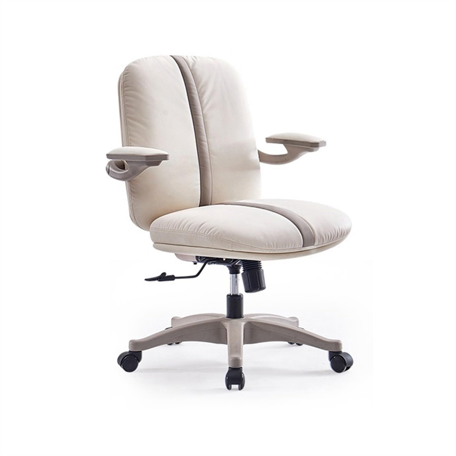 Bürostuhl Ergonomischer Bürostuhl aus Mikrofaserleder mit gepolsterten, hochklappbaren Armlehnen, ergonomischer Schreibtischstuhl for Zuhause, Arbeitszimmer, Drehstuhl, Rollstuhl, weiß Schreibtischstu