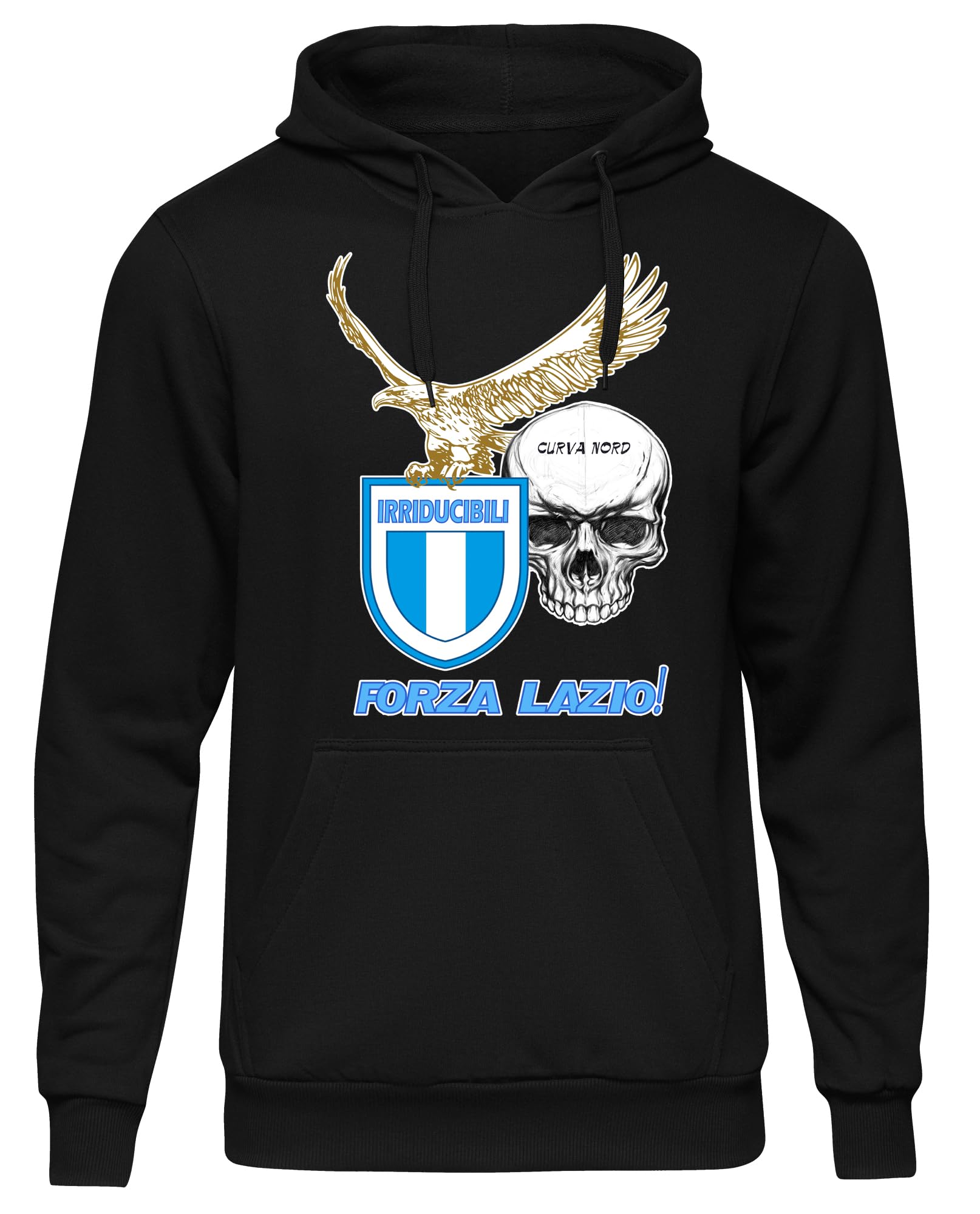 UGLYSHIRT Irriducibili Lazio Herren Kapuzenpullover | Italien Pullover Sport Trikot Rom Ultras Curva Nord Hoodie | M7 Schwarz (M)