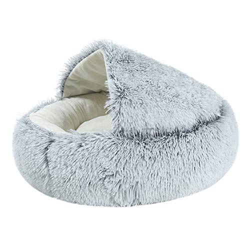 Rysmliuhan Shop Hundehöhle Kleine Hunde Katzenhöhle Warmes Hundebett Plüsch Hundebett Kätzchenbett Hundeschlafsäcke Flauschiges Katzenbett Hund Schlafsofa 40X40,Grey Pearl