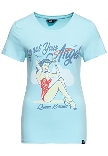 Queen Kerosin Damen Vintage Shirt | T-Shirt | Slim Fit | Frontprint | Kurzarmshirt | Pin-Up | Rockabilly I´m Not Your Angel