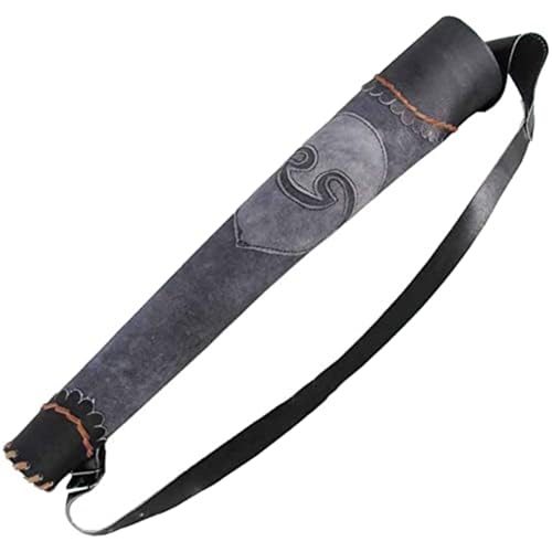 MDFCZXP Kunstleder handgemachter mittelalterlicher Köcher Verstellbarer Riemen Retro Bogenschießen Pfeil Tasche Halter,Blau,50cm