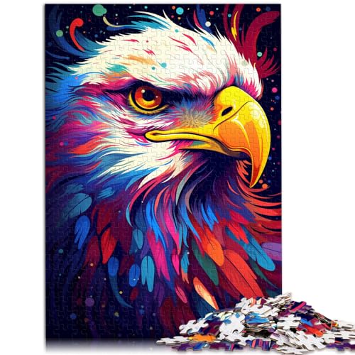 Puzzle zum Verschenken, farbenfrohes Gemälde eines Adlers für Erwachsene, Puzzle 1000 Teile, Holzpuzzle mit passendem Poster und Wissensblatt, 1000 Teile (50 x 75 cm)