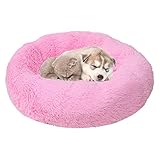 Rysmliuhan Shop hundebetten für mittlere Hunde hundebett Grosse Hunde Plüsch Hundebett Haustierbetten Für Hunde Donut Hundebett Flauschiges Hundebett Hundekissen Bright pink,70cm/27.56in