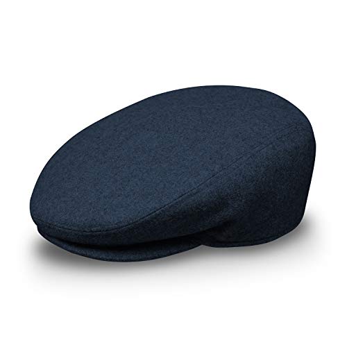 fiebig Flatcap für Damen & Herren | Schiebermütze mit gestepptem Innenfutter für Herbst & Winter | Flache Sportmütze Made in Italy | In vielen Farben und Größen (60-XL, blau)