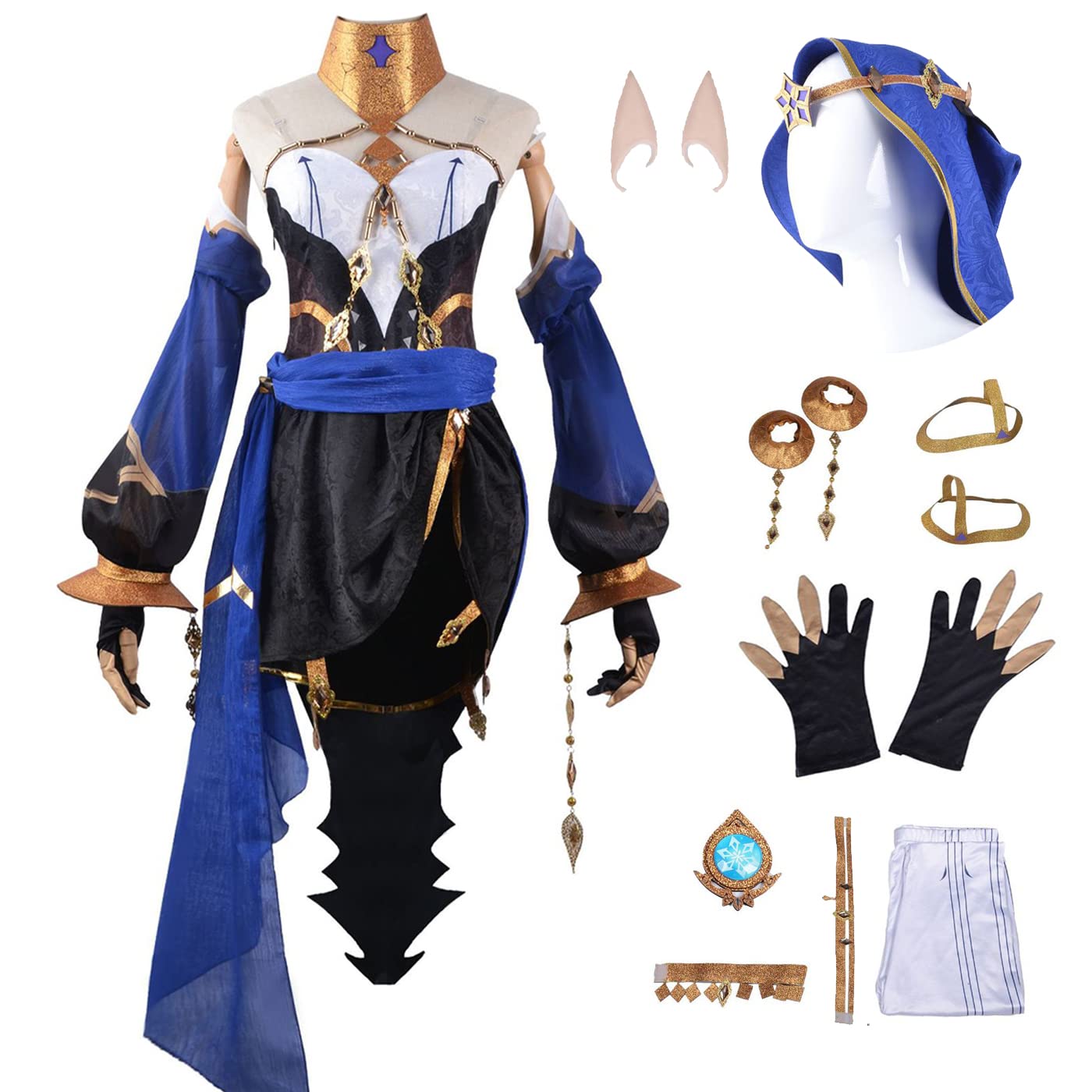 JGZGCG Genshin Impact Layla Cosplay Kostüm Komplettes Set Genshin Cosplay Verkleidung Spielfiguren Layla Cosplay Uniform Halloween Karneval Party Bühnenauftritt Kostüm Erwachsene