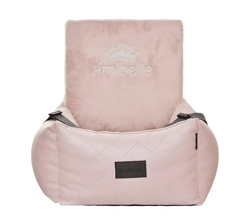 Luxuriös Hunde Auto Sitz | Autositz für Hunde, Rückbank, Vordersitz | Universal Waschbar Hundeautositz für Hunde und Katzen | Farbe: Rosa | Kunstleder, Flauschig Plüsch | Große: 55 x 55 cm