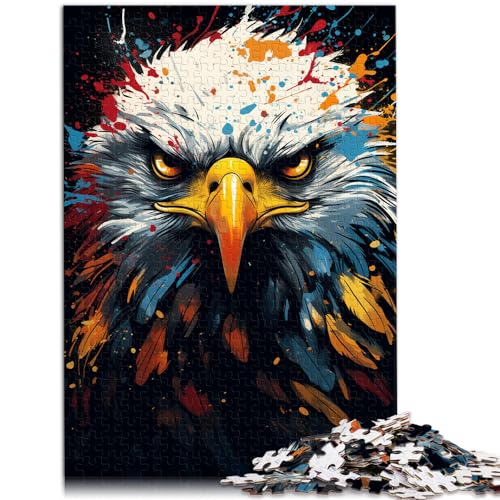 Puzzle zum Verschenken, Bunter Psychedelischer amerikanischer Adler für Erwachsene, 1000-teiliges Puzzle, Holzpuzzle, 1000 Teile (50 x 75 cm)