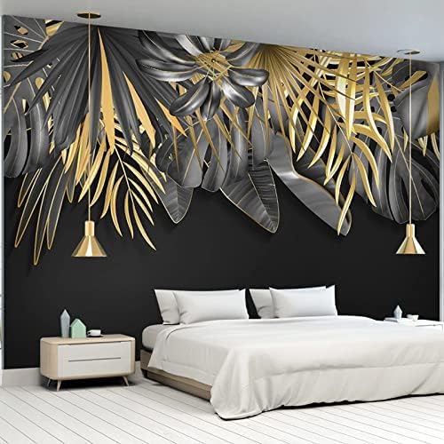 Botanische Malerei Botanisches Blattgold 3D Tapeten Wanddekoration Fototapete Sofas Wohnzimmer Wandbild Schlafzimmer-350cm×256cm